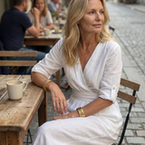 Wanda | Elöl keresztezett szabású széles szárú overál