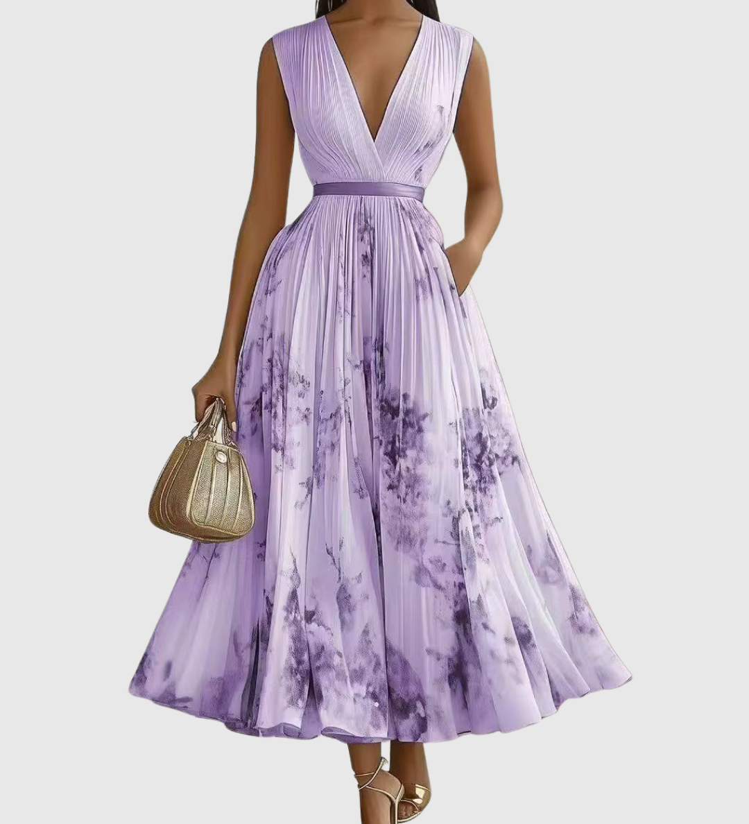 Rowella | Elegáns Plissé Maxi Ruha