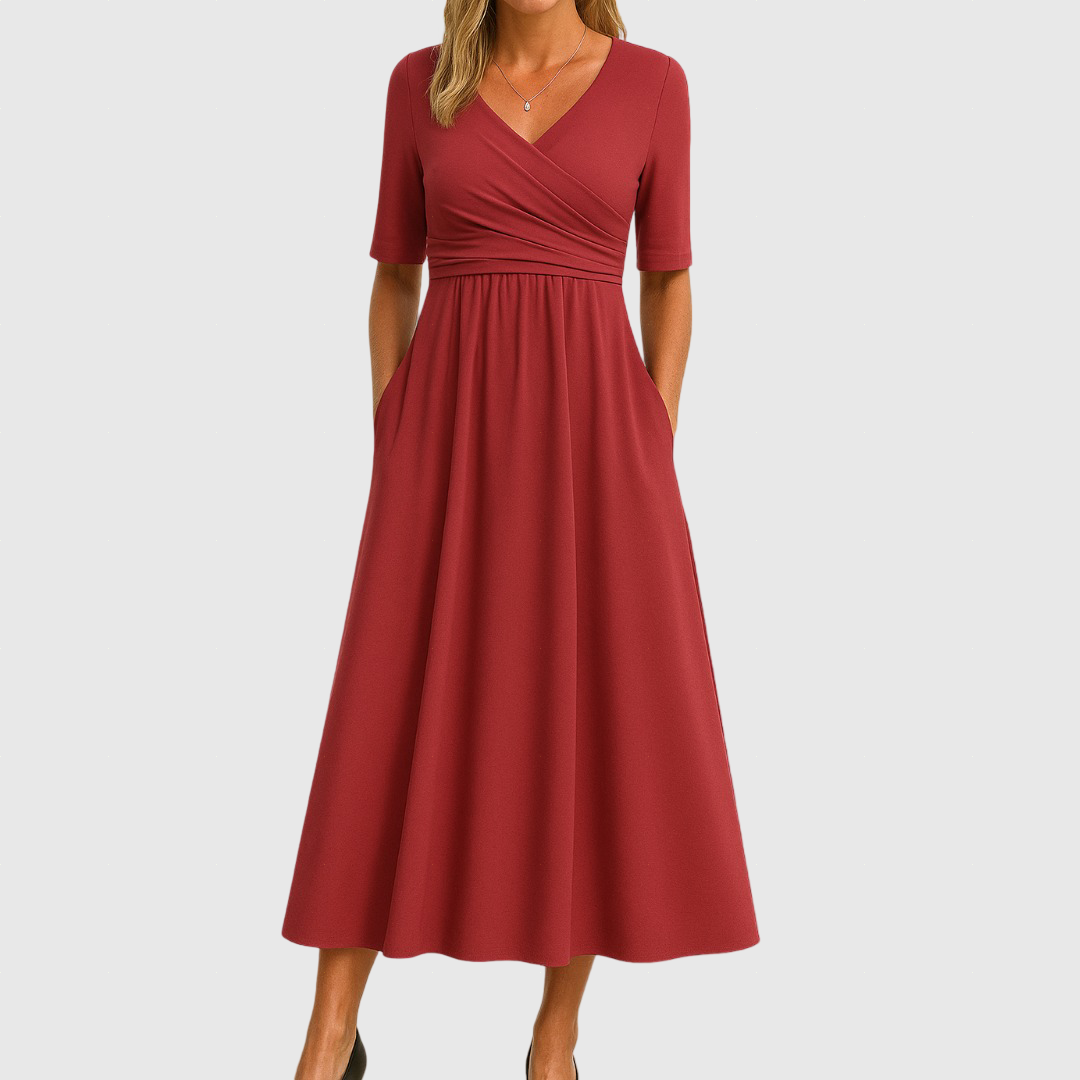 Monique™ | Rövid ujjú, keresztbe rakott ruha