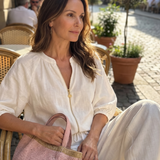 Natalia | Elöl cipzáras blouson felső, széles szárú nadrág szett