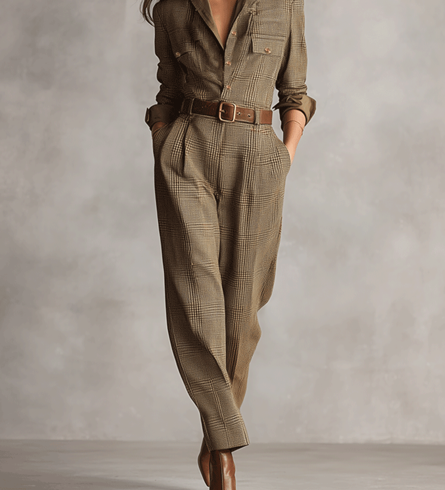 Celia | Kockás Overall Finom Részletekkel