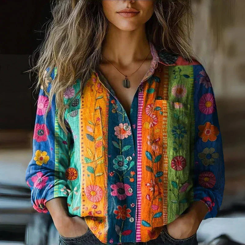 Rebecca™ | Bohém Mintás Vintage Blúz