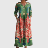 Lili Vintage Virágmintás Maxi Ruha