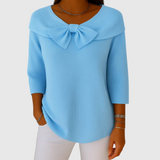 Serenna – Női pulóver masnival és kerek nyakkivágással