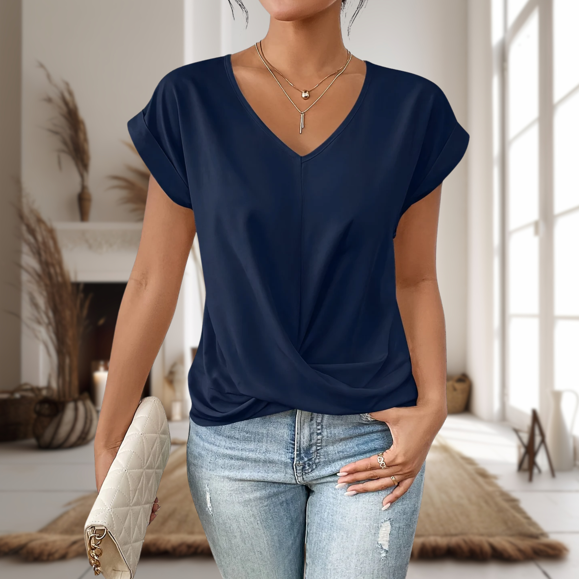 Elle™ | Casual Szív alakú Nyakú Póló