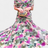 Florendra | Hosszú Virágmintás V Nyakú Ruha