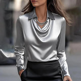 Shannon™ | Elegáns Fényes Blúz V-nyakkal