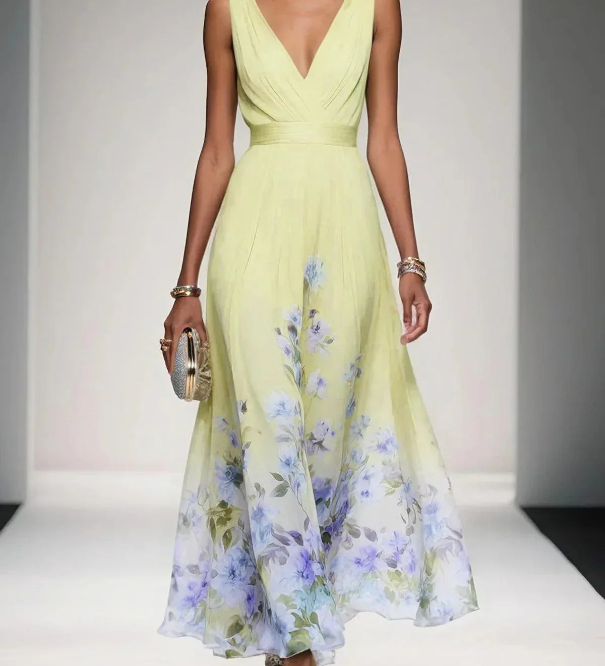 Katalin | Légies virágmintás sifon maxi ruha