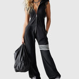 Giada - Retro Sport Jumpsuit Kapucnival és Csíkokkal
