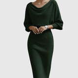 Ismeria | Fehér Drapált Batwing Midi Ruha