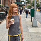 Inara | Ujjatlan felső, széles szárú kontrasztos nadrág szett