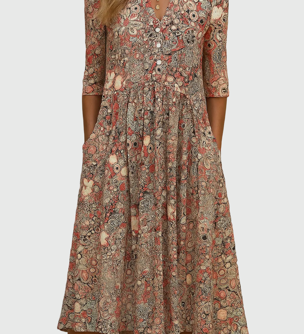 Harlow | Elegáns V-nyakú Midi Ruha