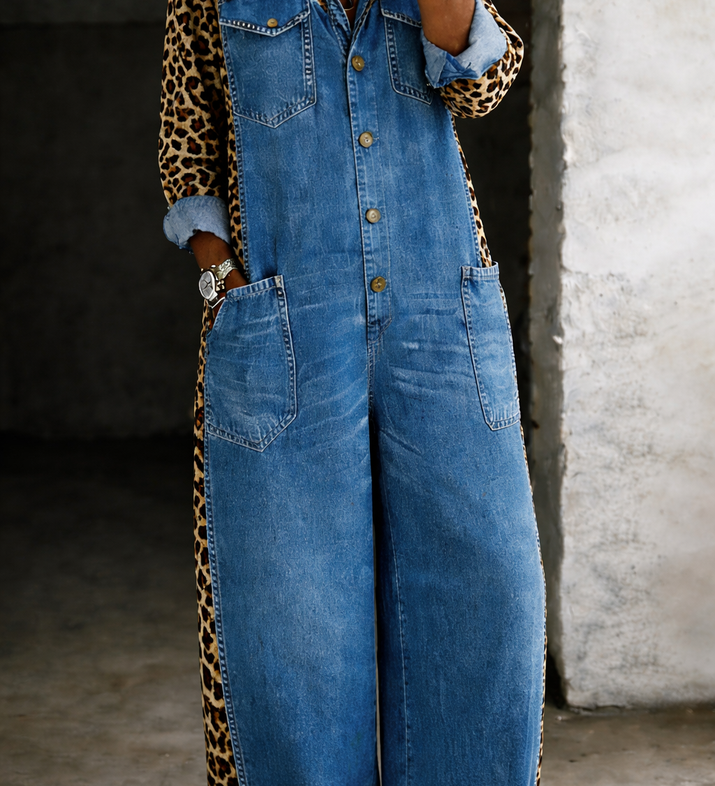 Amanda | One Piece Denim Shirt Jumpsuit