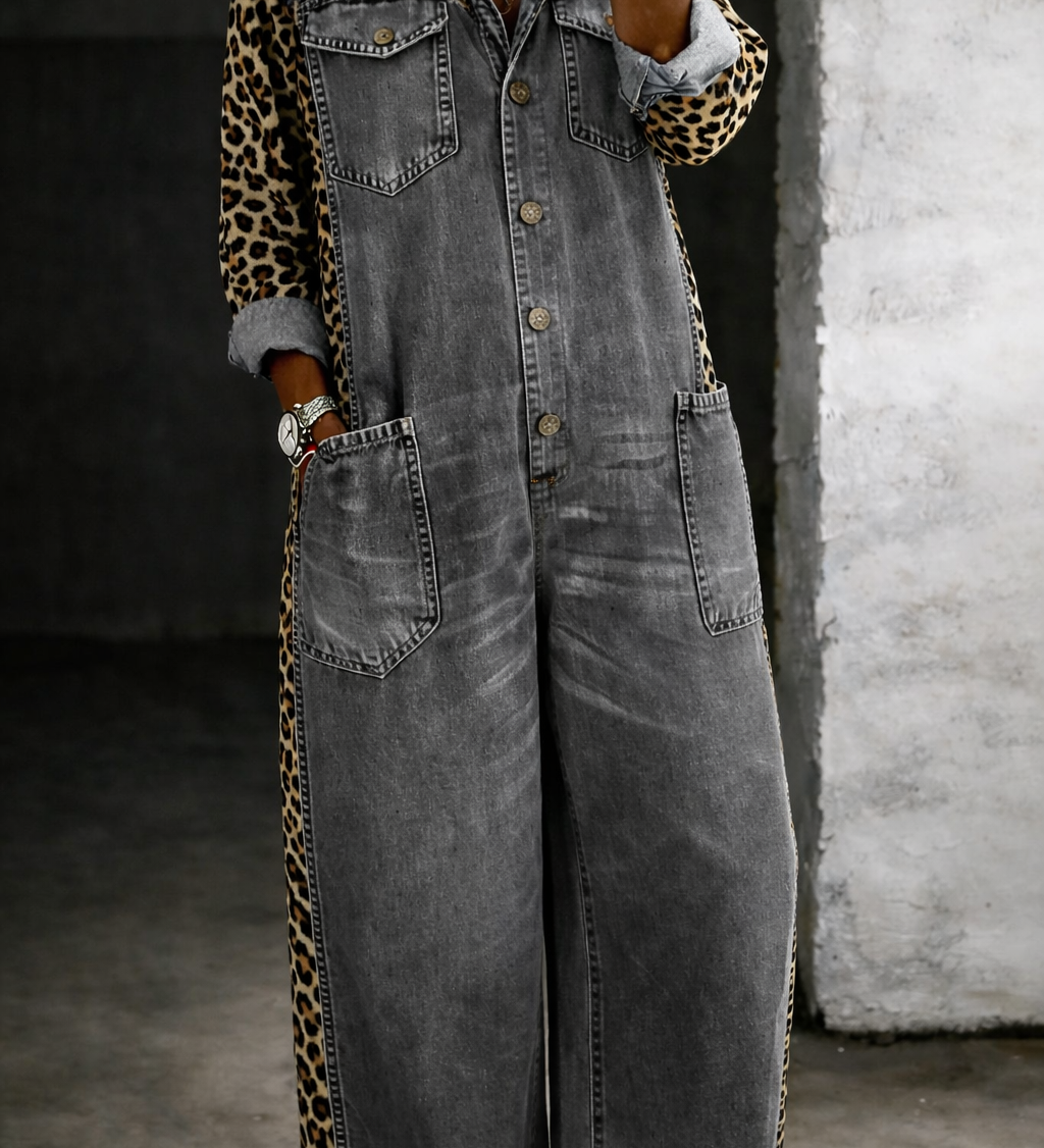 Amanda | One Piece Denim Shirt Jumpsuit