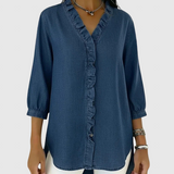 Lucía | Laza denim blúz V-nyakkal