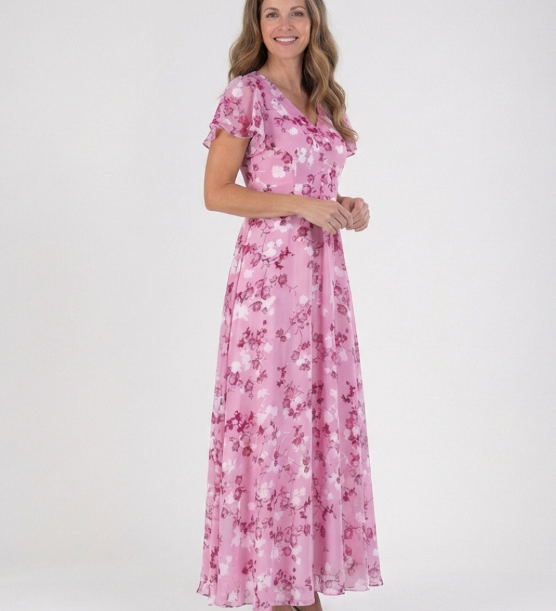 Ismeria | Virágmintás Chiffon Maxi Ruha