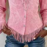 Kinsley │ Fringes Suede Gombos Blúz
