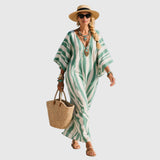 Krisztina™ - Elegáns Mediterrán Hosszú Kaftán Ruha