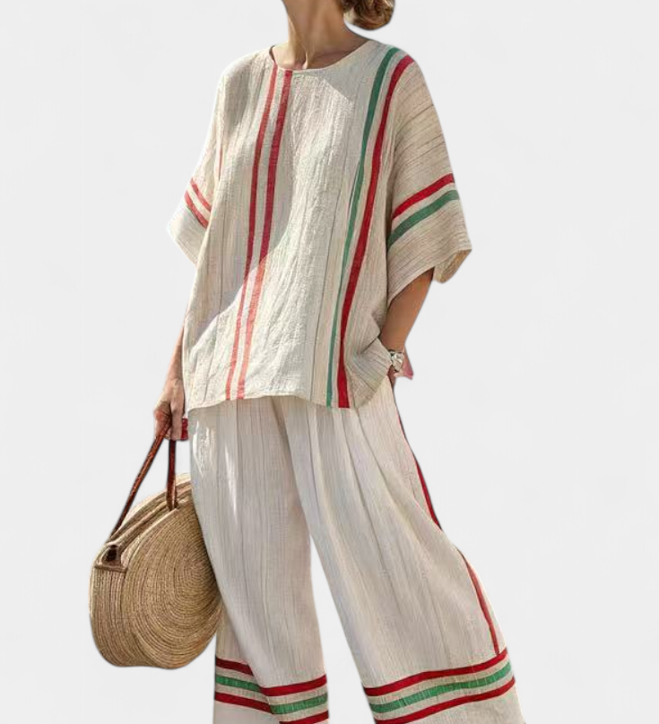 Truvane | Kényelmes Boho Mintás Blúz és Laza Fit Nadrág