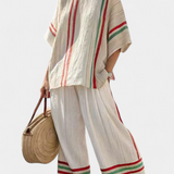 Truvane | Kényelmes Boho Mintás Blúz és Laza Fit Nadrág