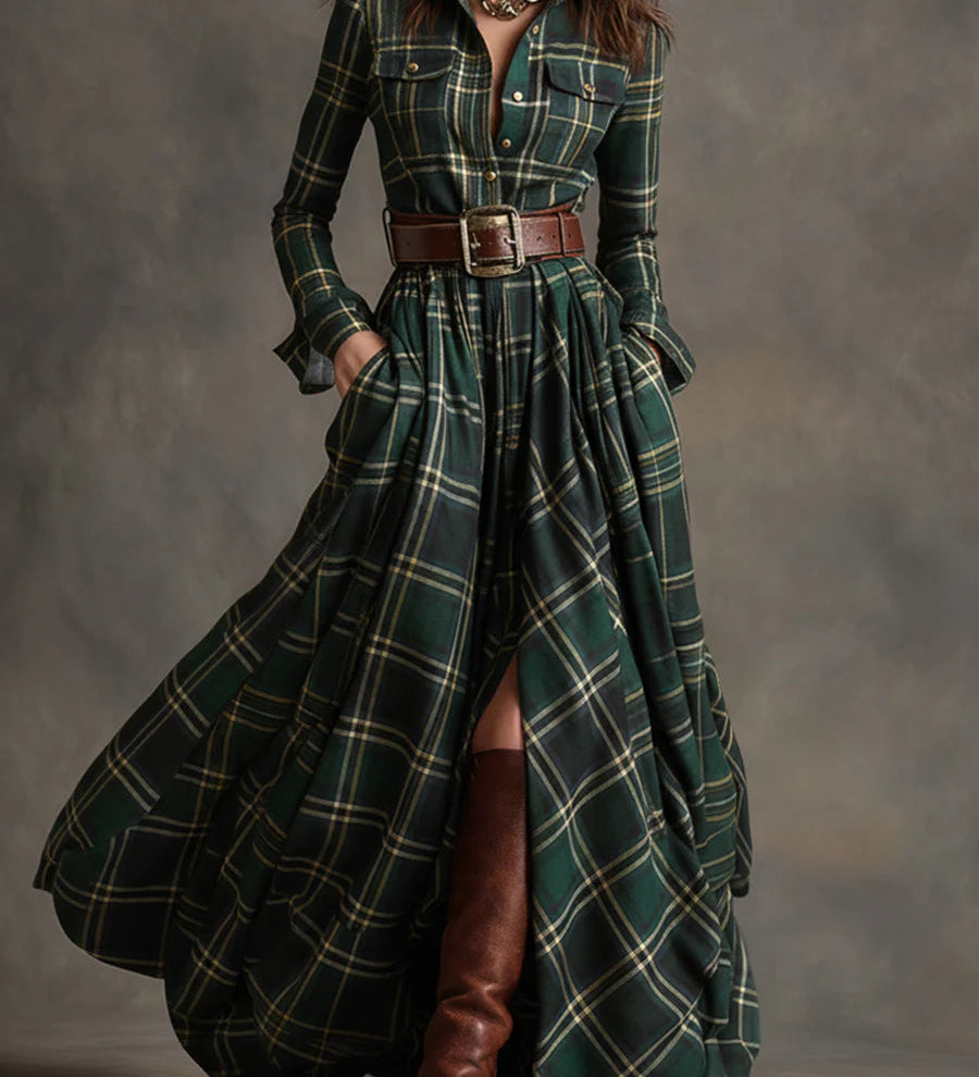 Beatriz | Övvel ellátott hosszú kockás ruha