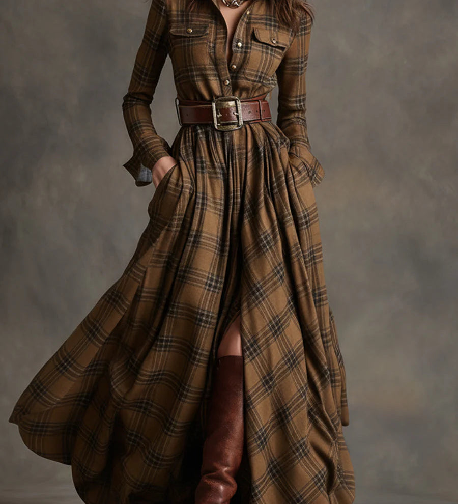 Beatriz | Övvel ellátott hosszú kockás ruha