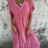 Sharon | Rövid Ujjú V-nyakú Maxi Ruha