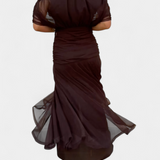 Florendra | Hosszú Virágmintás V Nyakú Ruha