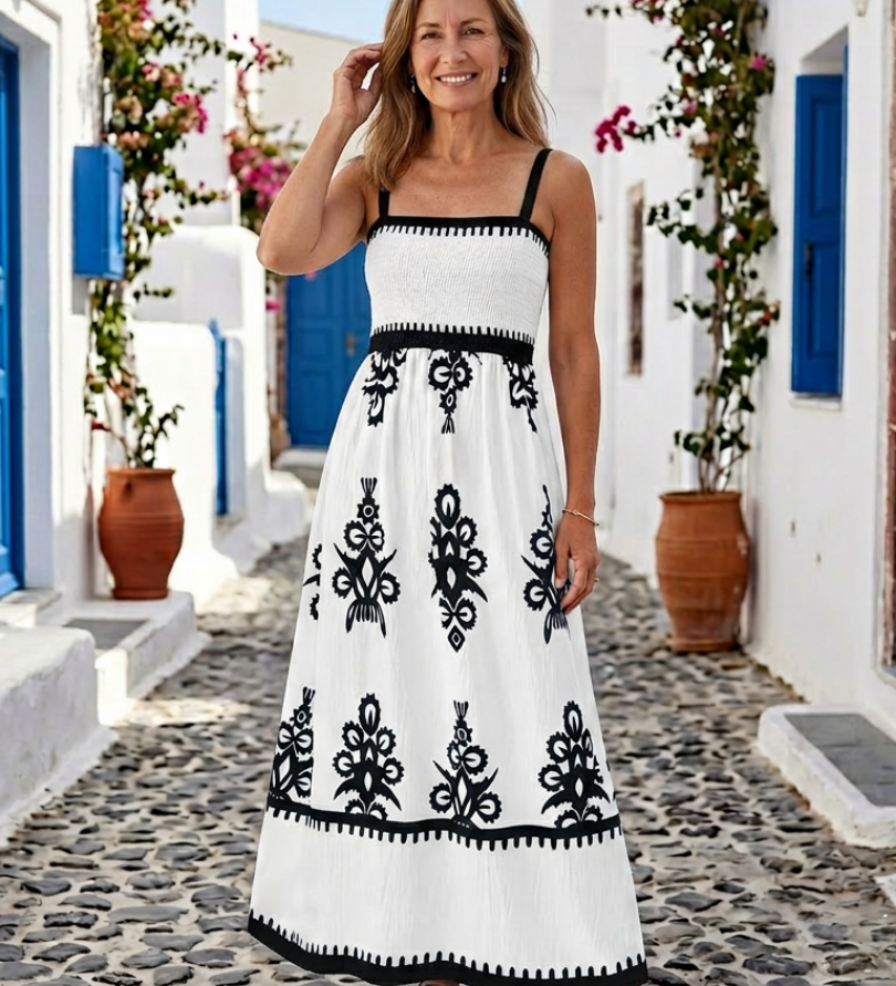 Odelina | Ujjatlan, ráncolt bodice maxi ruha