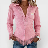 Kinsley │ Fringes Suede Gombos Blúz