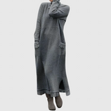 Mara Kötött Maxi Ruha – Kényelmes Hosszú Ujjú Oversized Téli Ruha