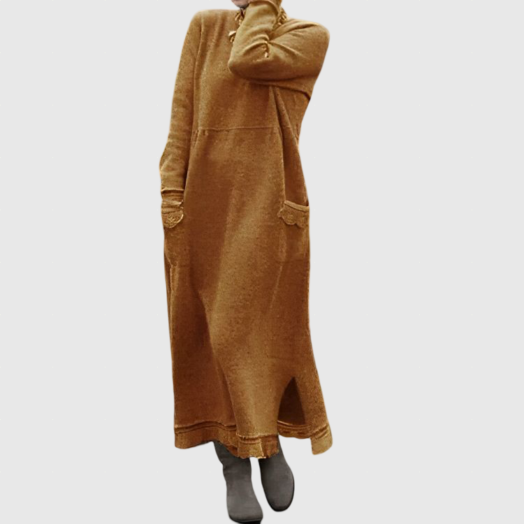 Mara Kötött Maxi Ruha – Kényelmes Hosszú Ujjú Oversized Téli Ruha