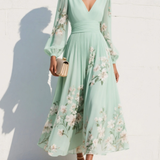 Elegáns Virágmintás Pliszírozott Maxi Ruha – Suzanne