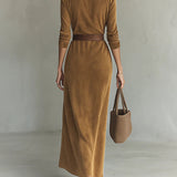 Juline™ | Suèdelook Maxi Ruha Reverssel