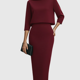 Hajónyakú Felső és Midi Szoknya Szett