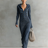 Női Slim-fit Kapucnis Kötött Maxi Ruha