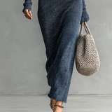 Női Slim-fit Kapucnis Kötött Maxi Ruha