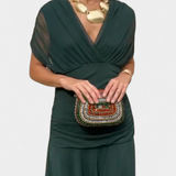 Florendra | Hosszú Virágmintás V Nyakú Ruha