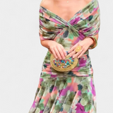 Florendra | Hosszú Virágmintás V Nyakú Ruha