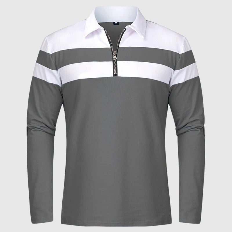 Ábel - Elegáns pulóver cipzárral és csíkokkal