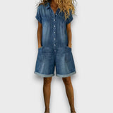 Saylor - Vintage rövid Pamut Denim-Look Overall