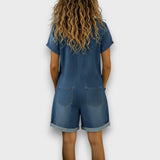 Saylor - Vintage rövid Pamut Denim-Look Overall