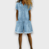 Saylor - Vintage rövid Pamut Denim-Look Overall
